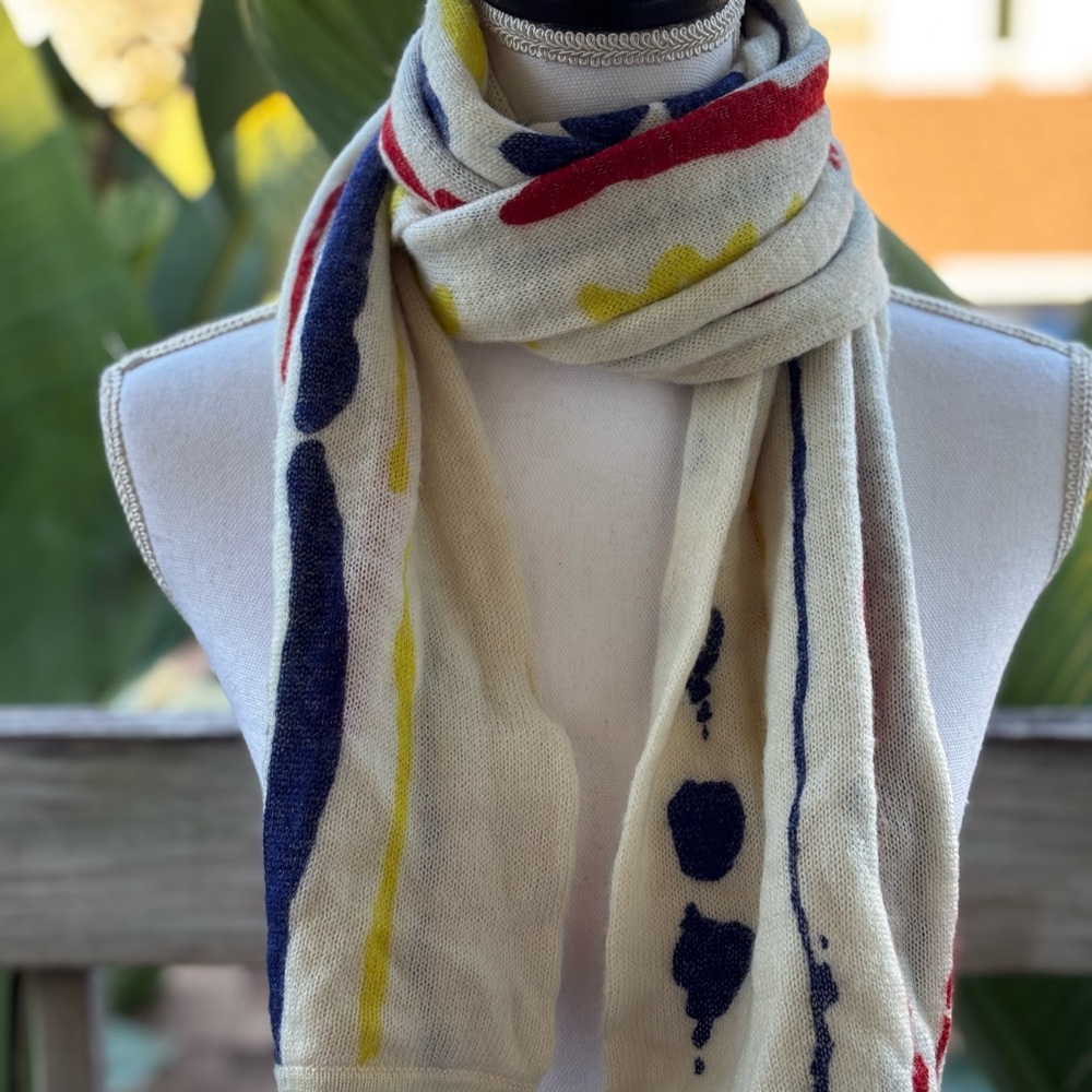 Moth Multicolor Wool Striped Knit Scarf-One Size, Soft & Lightweight